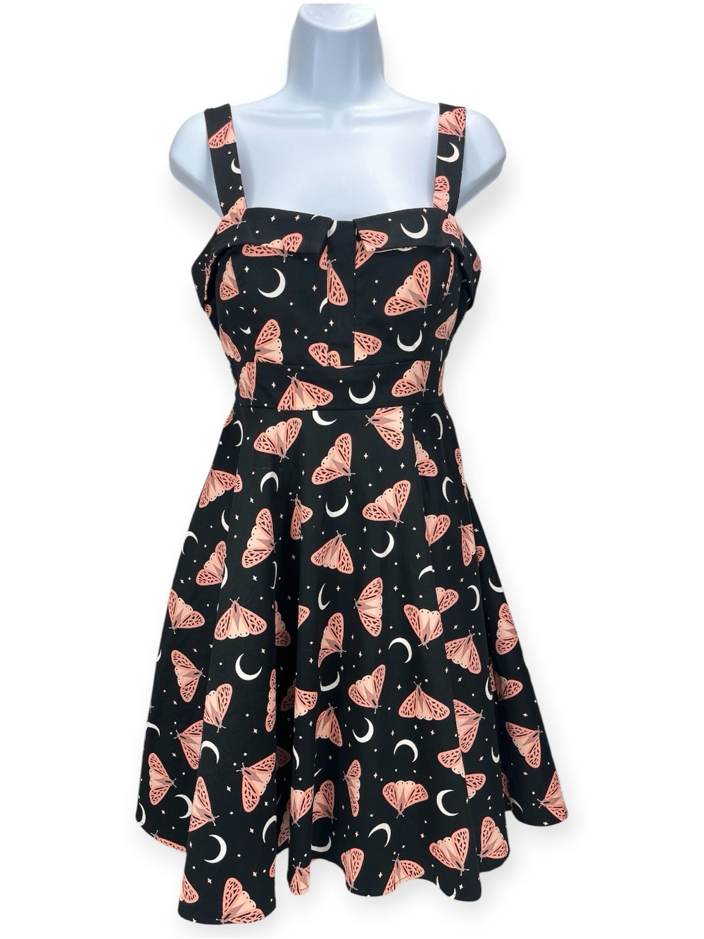 Eva Rose Women Large Celestial Moth Moon Pinup Fit & Flare Mini Dress